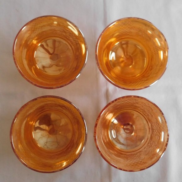 Federal Glass Normandie Bouquet Lattice Sunburst Iridescent 4 Sherbet Dish Bowl - Picture 4 of 4